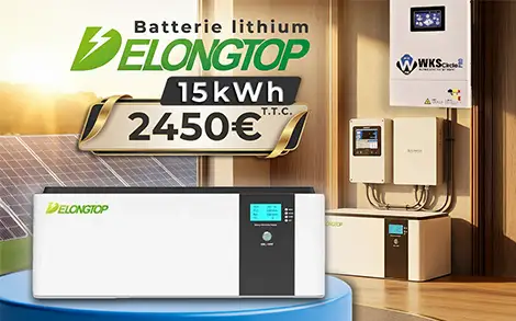 Batterie lithium LiFePO4 15,36 kWh - DeLong Top Energy 51,2 V 300 Ah au prix de 2 450 € TTC.